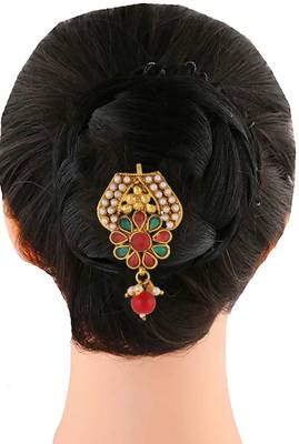 Indian Southern Bling Heavily  Choti Brooch/Juda with Hook Wedding Bridal - Pack of 9 3