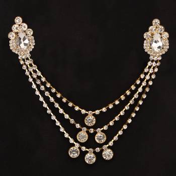 American Diamond Stone Golden Party Long Brooch for Men Boys Men's Jewellery Accessory 1