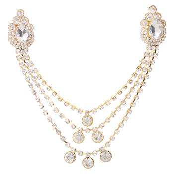 American Diamond Stone Golden Party Long Brooch for Men Boys Men's Jewellery Accessory 2