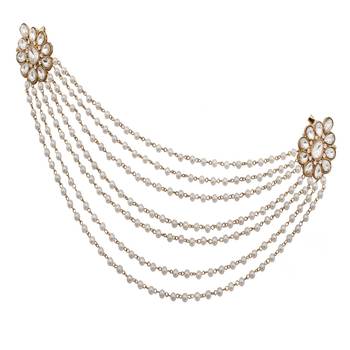 Embellished Kundan Stone and Pearl Blouse Accessories Jewelry Brooch Pin for Women Girls Party Wedding 3