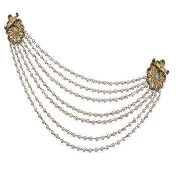 Embellished Kundan Stone and Pearl Blouse Accessories Jewelry Brooch Pin for Women Girls Party Wedding 4