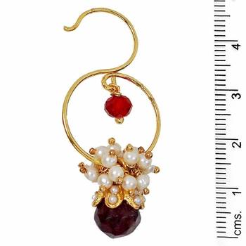 Dew Drop Antique Gold Plated Ruby Red Garnet Wine Stud Earring for Women 2