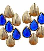 Dew Drop Antique Gold Plated Sapphire Blue Stud Earring for Women