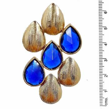 Dew Drop Antique Gold Plated Sapphire Blue Stud Earring for Women 2