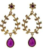 Filigree Amethyst Puple 18K Gold Plated Dangling Earring For Women
