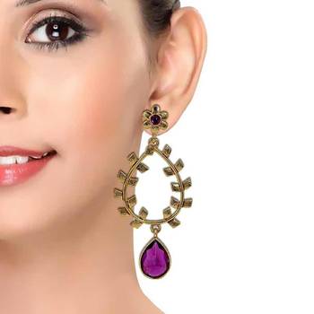 Filigree Amethyst Puple 18K Gold Plated Dangling Earring For Women 2