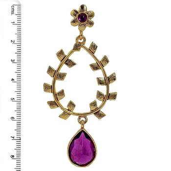 Filigree Amethyst Puple 18K Gold Plated Dangling Earring For Women 4