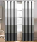 BELLA TRUE Digital Printed Door Curtains White::Grey (7 Feet) Pack of2