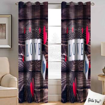 BELLA TRUE Digital Printed Door Curtains Multicolor (7 Feet) Pack of2 1
