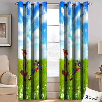 BELLA TRUE Digital Printed Door Curtains Multicolor (7 Feet) Pack of2 2