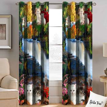 BELLA TRUE Digital Printed Door Curtains Multicolor (7 Feet) Pack of2 2