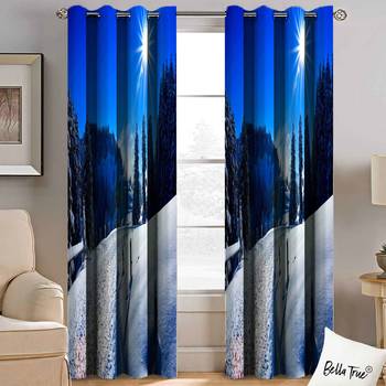 BELLA TRUE Digital Printed Door Curtains Multicolor (7 Feet) Pack of2 2