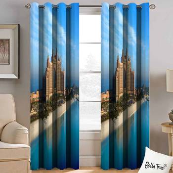 BELLA TRUE Digital Printed Door Curtains Multicolor (7 Feet) Pack of2 1