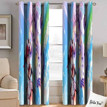 BELLA TRUE Digital Printed Long Door Curtains Multicolor (9Feet) Pack of2 1