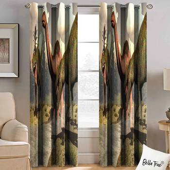 BELLA TRUE Digital Printed Long Door Curtains Multicolor (9Feet) Pack of2 2