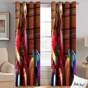 BELLA TRUE Digital Printed Door Curtains Multicolor (7 Feet) Pack of2 1