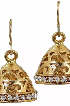 Filigree 18K Antique Gold Plated CZ Jhumki Earring for Women