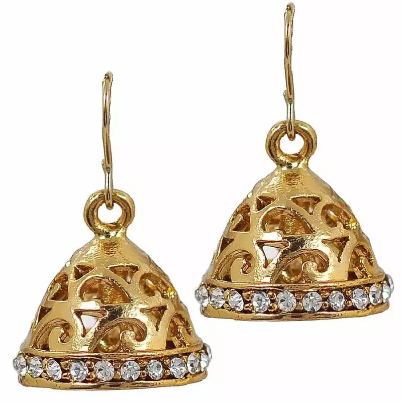 Filigree 18K Antique Gold Plated CZ Jhumki Earring for Women