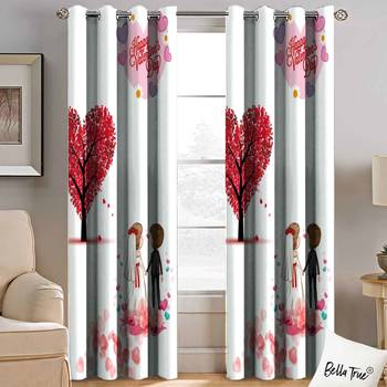 BELLA TRUE Digital Printed Long Door Curtains Multicolor (9Feet) Pack of2 1