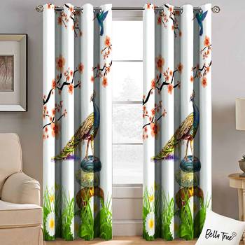 BELLA TRUE Digital Printed Long Door Curtains Multicolor (9Feet) Pack of2 1