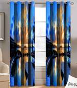 BELLA TRUE Digital Printed Long Door Curtains Multicolor (9Feet) Pack of2