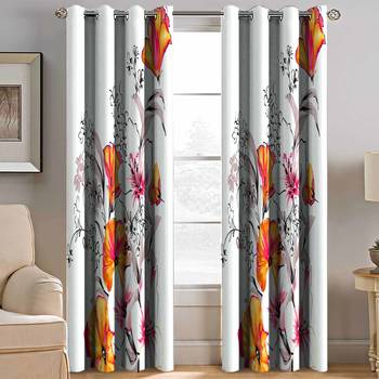 BELLA TRUE Digital Printed Door Curtains Multicolor (7 Feet) Pack of2 2