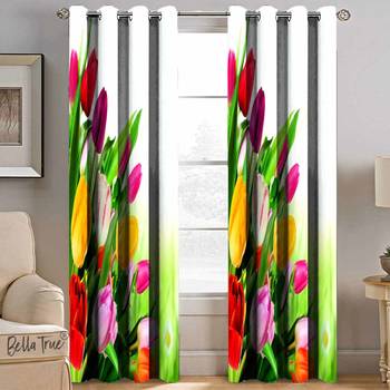BELLA TRUE Digital Printed Door Curtains Multicolor (7 Feet) Pack of2 2