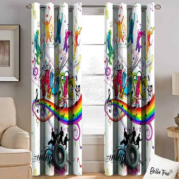 BELLA TRUE Digital Printed Long Door Curtains Multicolor (9Feet) Pack of2 2