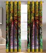 BELLA TRUE Digital Printed Door Curtains Multicolor (7 Feet) Pack of2