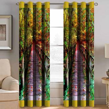 BELLA TRUE Digital Printed Door Curtains Multicolor (7 Feet) Pack of2 2