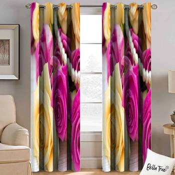 BELLA TRUE Digital Printed Door Curtains Multicolor (7 Feet) Pack of2 1