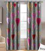 BELLA TRUE Digital Printed Window Curtains Grey (5Feet) Pack of2