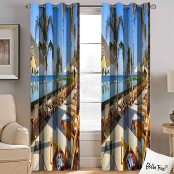 BELLA TRUE Digital Printed Window Curtains Multicolor (5Feet) Pack of2 1
