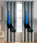 BELLA TRUE Digital Printed Window Curtains Multicolor (5Feet) Pack of2