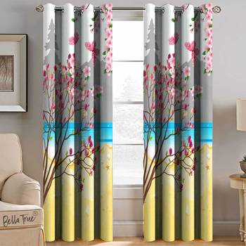 BELLA TRUE Digital Printed Window Curtains Multicolor (5Feet) Pack of2 2