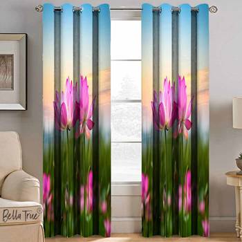 BELLA TRUE Digital Printed Window Curtains Multicolor (5Feet) Pack of2 1