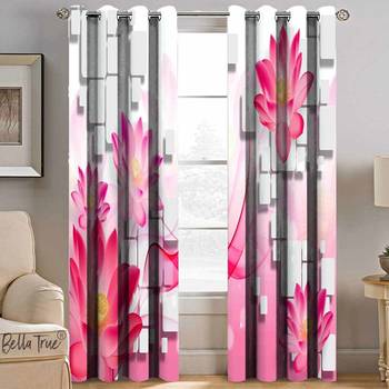 BELLA TRUE Digital Printed Window Curtains Multicolor (5Feet) Pack of2 1