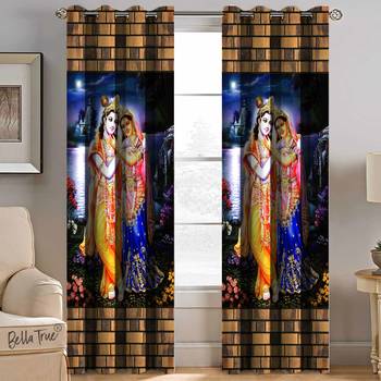 BELLA TRUE Digital Printed Window Curtains Multicolor (5Feet) Pack of2 1