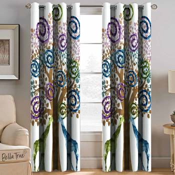 BELLA TRUE Digital Printed Window Curtains Multicolor (5Feet) Pack of2 2