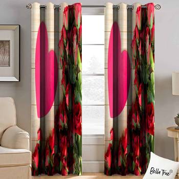 BELLA TRUE Digital Printed Long Door Curtains Multicolor (9Feet) Pack of2 2