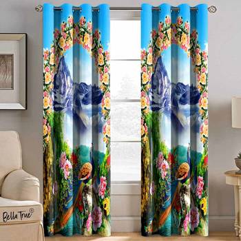 BELLA TRUE Digital Printed Window Curtains Multicolor (5Feet) Pack of2 2