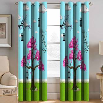 BELLA TRUE Digital Printed Window Curtains Multicolor (5Feet) Pack of2 1