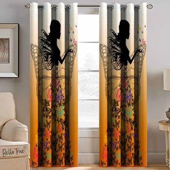BELLA TRUE Digital Printed Window Curtains Multicolor (5Feet) Pack of2 1