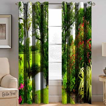 BELLA TRUE Digital Printed Window Curtains Multicolor (5Feet) Pack of2 1