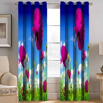 BELLA TRUE Digital Printed Window Curtains Multicolor (5Feet) Pack of2 1