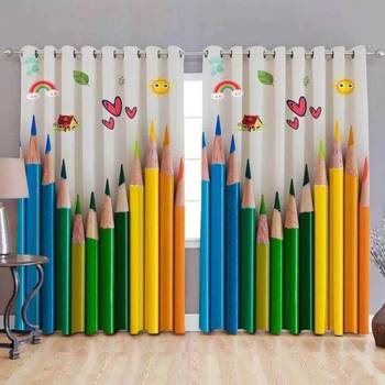 BELLA TRUE Digital Printed Window Curtains Multicolor (5Feet) Pack of2 1