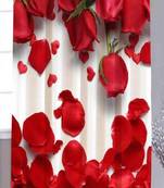 BELLA TRUE Digital Printed Long Door Curtains Red::White (9Feet) Pack of1
