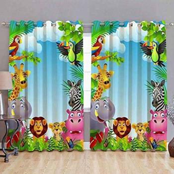 BELLA TRUE Digital Printed Door Curtains Multicolor (7 Feet) Pack of2 1