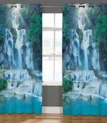 BELLA TRUE Digital Printed Door Curtains Yellow (7 Feet) Pack of2