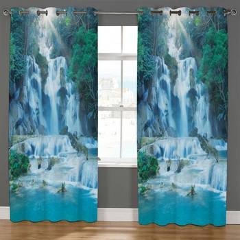 BELLA TRUE Digital Printed Door Curtains Yellow (7 Feet) Pack of2 2